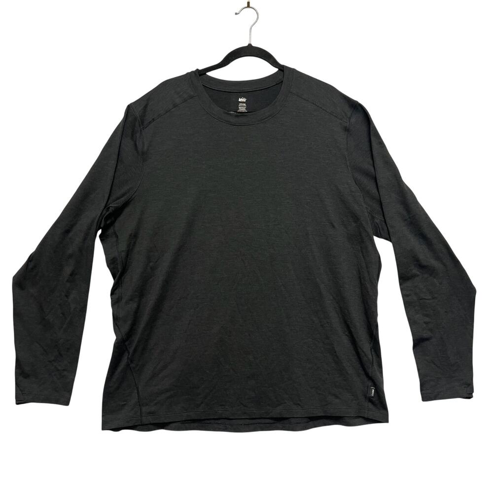 REI Co-Op Sahara Long Sleeve T-Shirt Mens XXL Black Heather Moisture Wicking